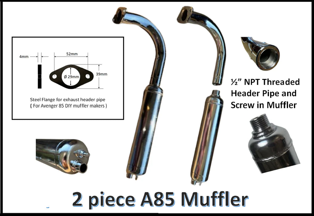 (A85-M) Avenger 85 Header PP Pipe and screw in muffler