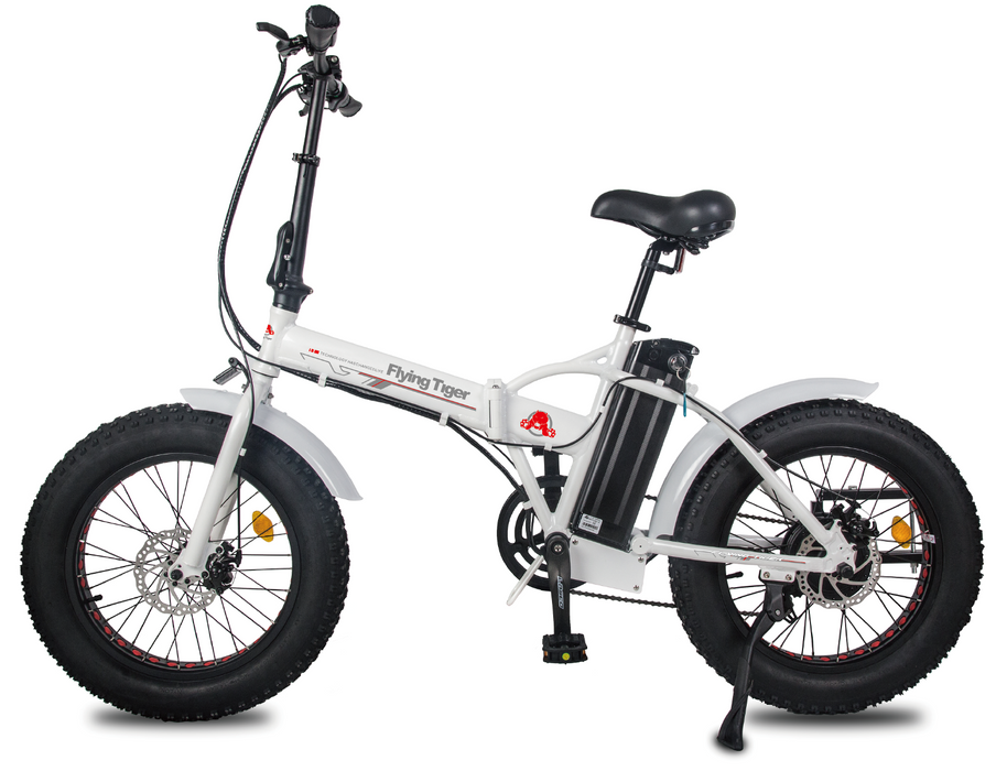Vélo électrique portable et pliant Flying Tiger Fat Tire - Blanc